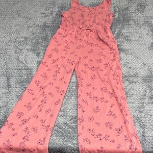 wonder nation Pink Floral Wide-Leg Jumpsuit Girls size 10/12